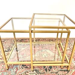 Gold & Glass Nesting Side Tables — Set of 2