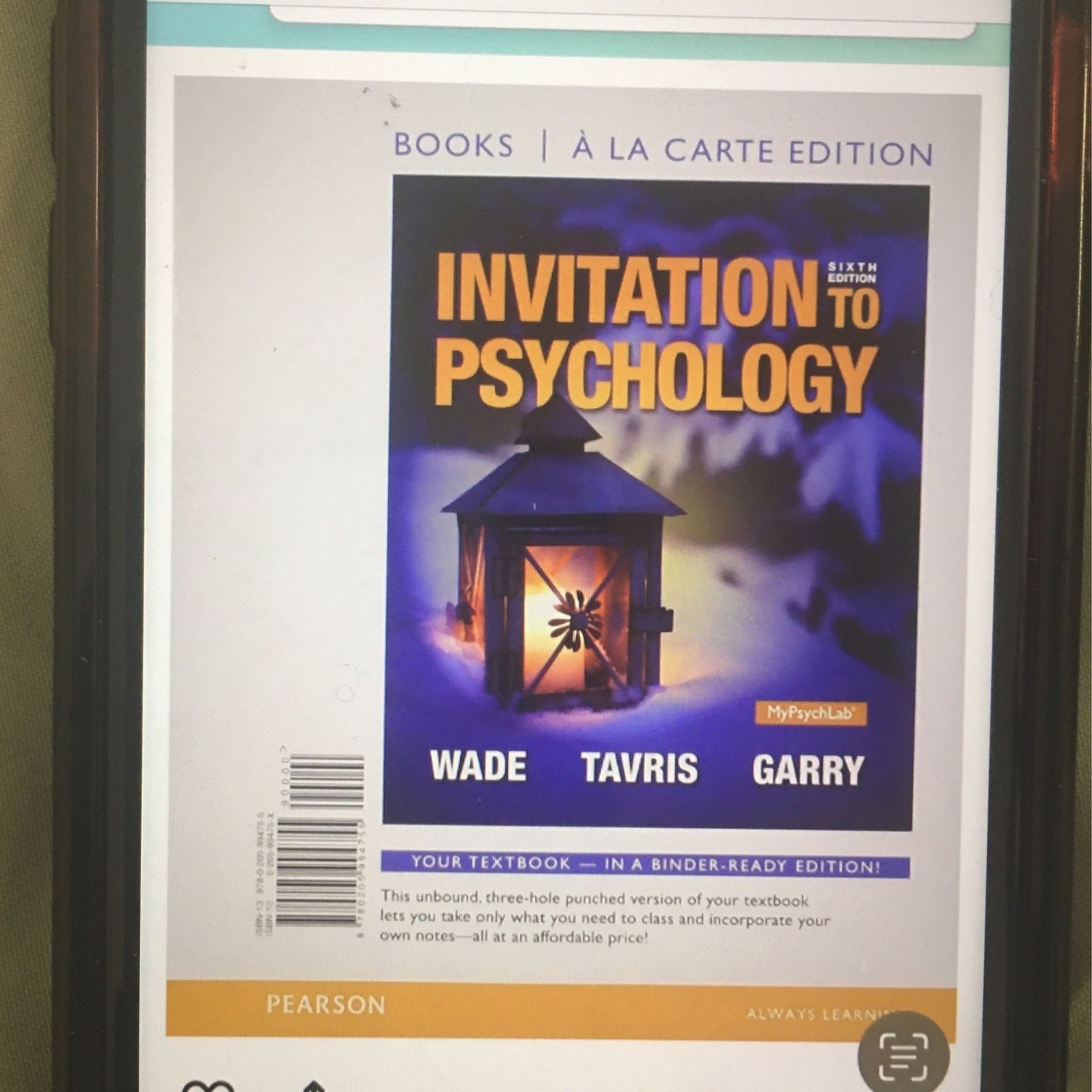 Invitation To Psychology Book a la Carte 6th Edition