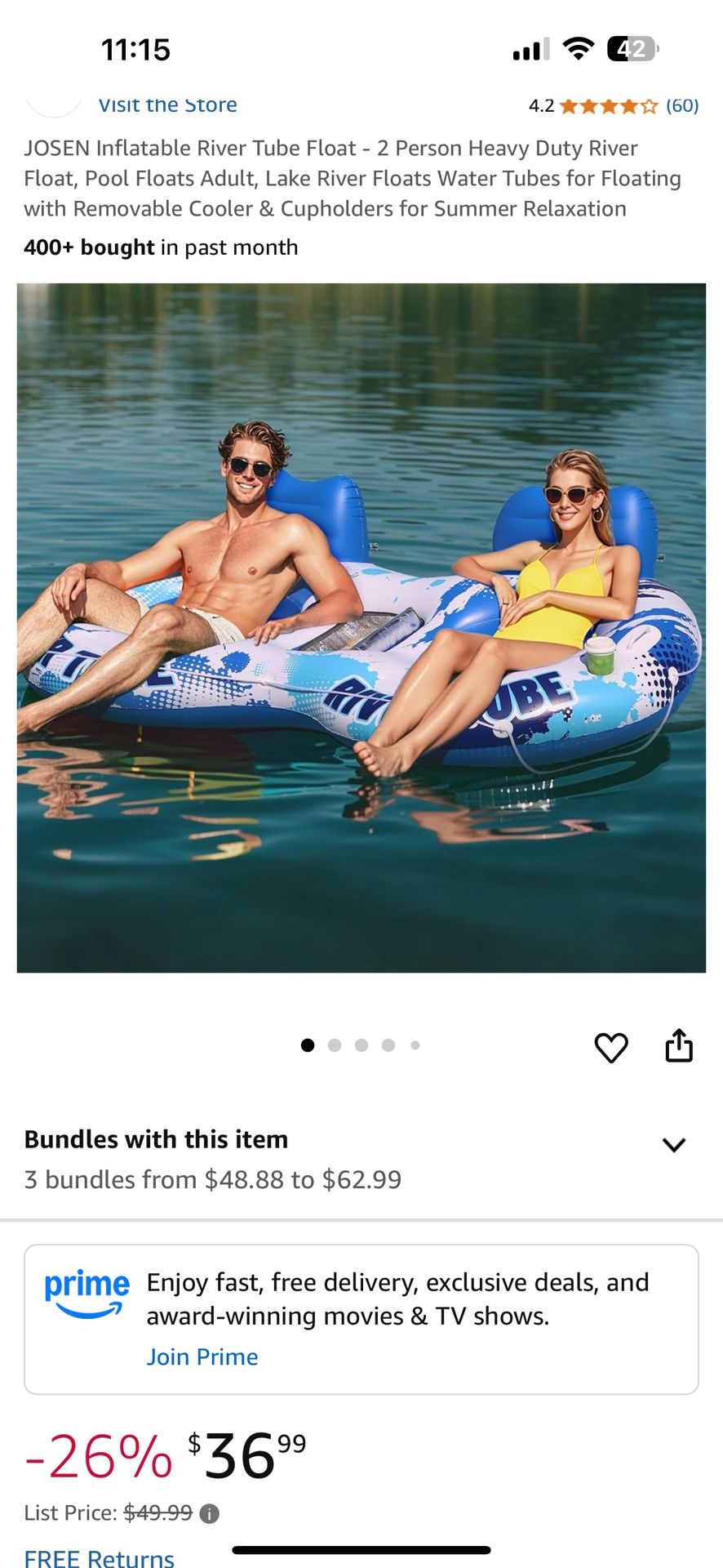 Inflatable 2 Person River Tube