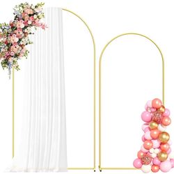 Metal Arch Backdrop Stand, 7.2FT+6FT Wedding Arch Frame, Gold Wedding Arch Backdrop Stand Set of 2, Balloon Arch Backdrop for Wedding Birthday Party B