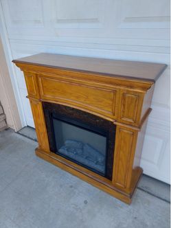 Electric Fireplace with Wood Mantel
