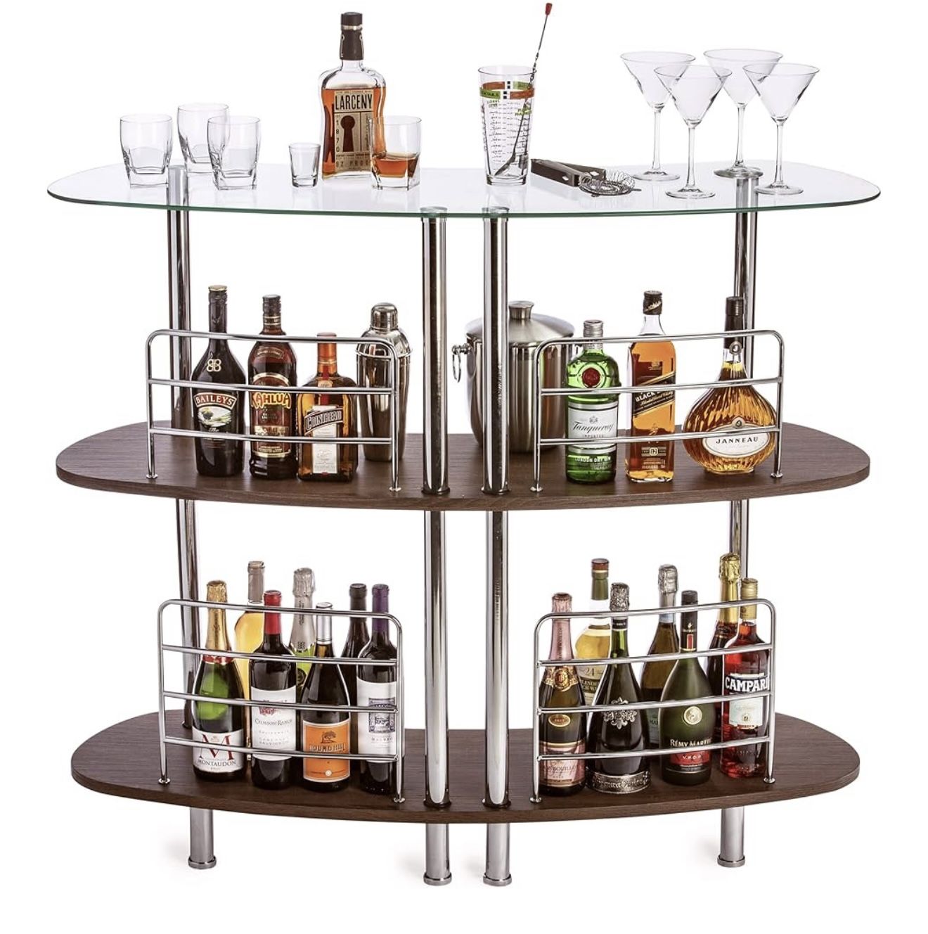 Glass/wood Stand alone bar