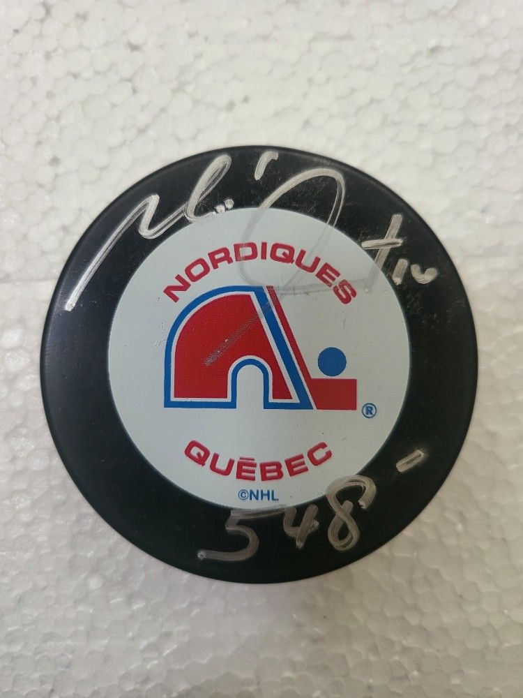 Michel Goulet signed puck