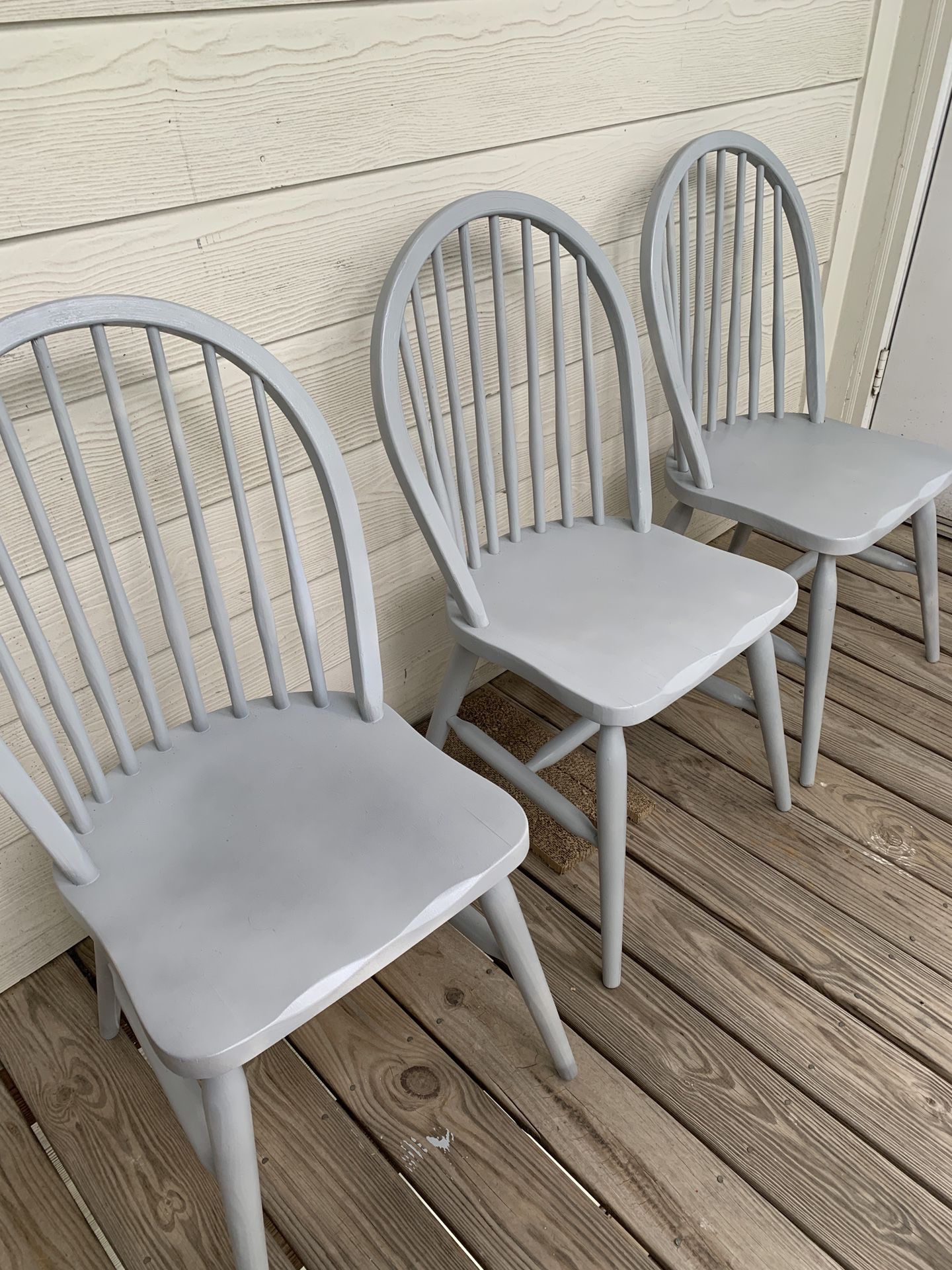 Three (3) Windsor Chairs Grey