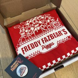 “Five Nights At Freddy’s 2” Exclusive Freddy Fazebear Tee, Pin, and 10” Pizza Box 
