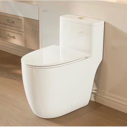 Casta Diva One Piece Toilet Elongated with 17.5" Height Comfort Seat, Gold