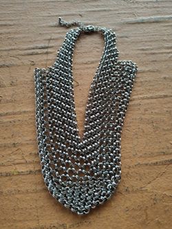 Silver Chainmail Mesh Statement Necklace