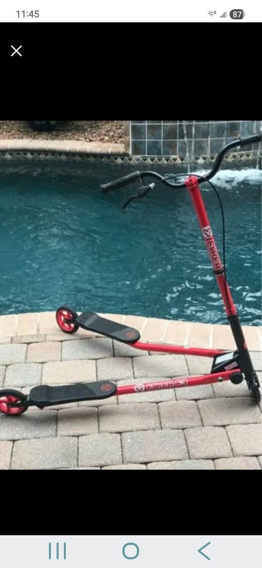 Yvaolution Fliker 3 Wheels Drift Scooter, Wiggle Scooter from Age 7+ (Red) Unisex