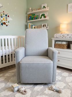 Gray Upholstered Nursery Glider Recliner
