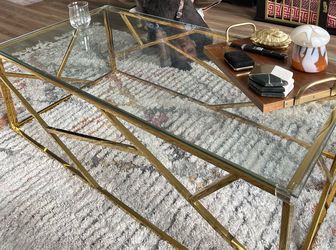 Gently Used Modern Gold & Glass Coffee Table for Sale!