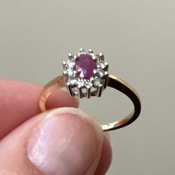 Vintage 14k Gold Ruby Ring with Diamonds