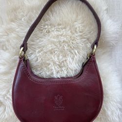 Vintage Leather Handbag In Red