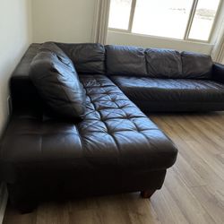 Dark Brown Leather Sectional