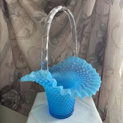 Fenton Large Hobnail Basket 15” Tall