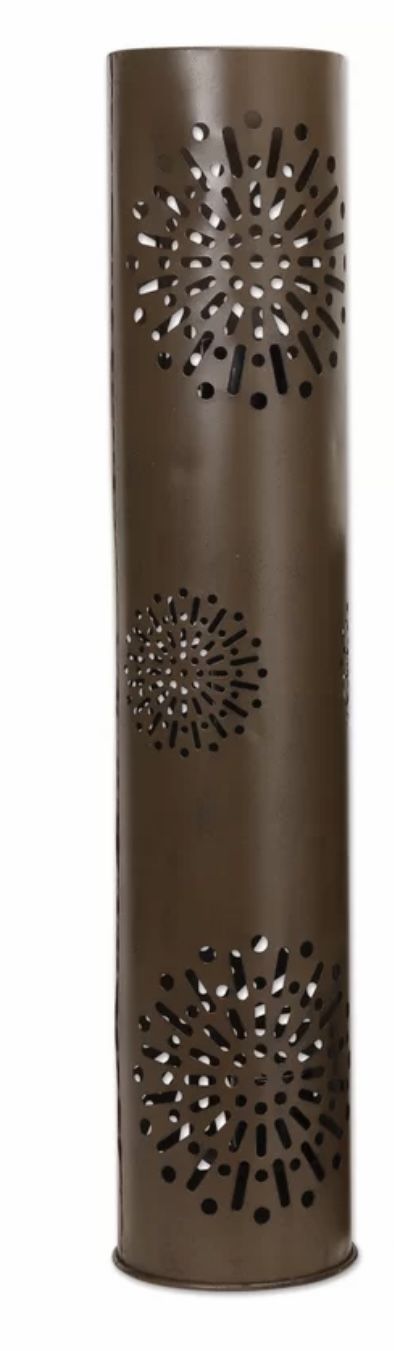 Starburst Pillar Tall Metal Candle Holder