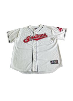 Majestic Cleveland Indians Jersey Men's 2XL Official MLB Baseball White Logo