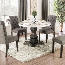 5 PCS Katrina Collection Round table dining set-available in 2 colors -genuine marble top Now On Sale 1198.00