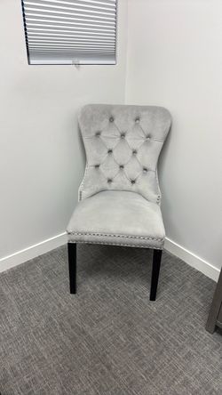 Gray tufted high back chairs