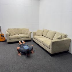 $1.1k OFF: Macys Sofa + Loveseat Combo (Radley Collection) - Good as new - Can Deliver - Beige