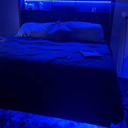 King Size Bed Frame with 59.4" Tall Storage Headboard, Velvet Upholstered Platform Bed Frame King.