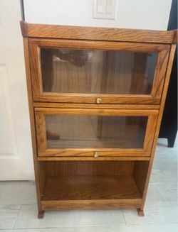 3 Vintage Mission Arts and Crafts Style Oak Barrister Lawyer Glass Front Bookcase