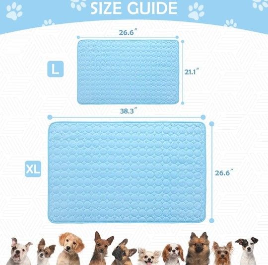 Dog Self Cooling Mat for Small Medium Large Dogs, Ice Silk Soft Absorbent Non-Slip Cool Mat Machine Washable Summer Reusable Training Pad for Cat Pupp