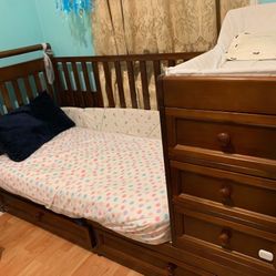 Free Crib Toddler Bed Changer With Drawers 4 In 1