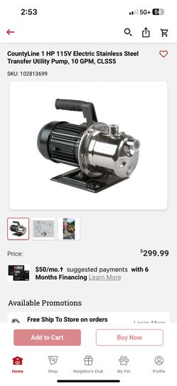 1 HP Transfer Pump
