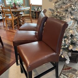Brown Faux Leather Bar Stools