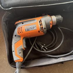 Ridgid R7001 3/8" Keyless Chuck Corded Drill with Storage Case - 120vac @ 8amp