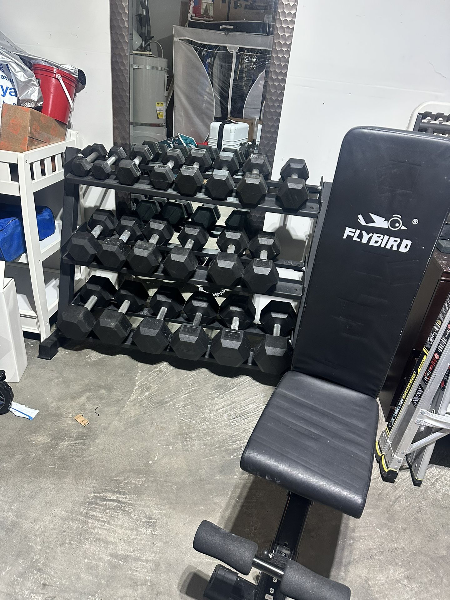 Dumbell Set 5lb-50lb With Rách And Bench
