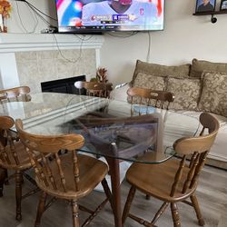 Oak Kitchen Table And Chais