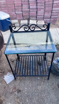 Wrought Iron Glass Top Side Table