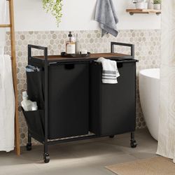 WOWLIVE Double Laundry Hamper with Wheels, Rolling Laundry Basket Organizer