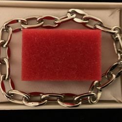 Silver Tone Wide Link Bracelet 