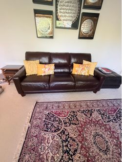 Three seater top grain leather sofa