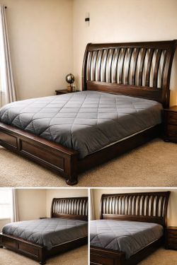 California King Bed Frame - Deep Walnut ( Dark Brown )