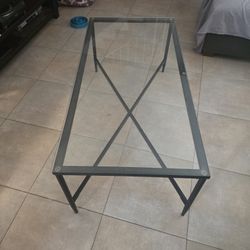 Glass Coffee Table - Black Metal Frame - Used