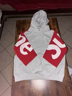 Supreme Gray Red Knit Hoodie