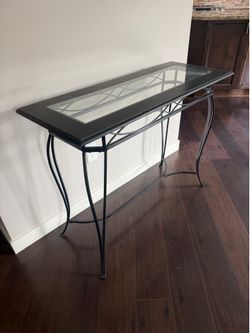 Glass and metal table