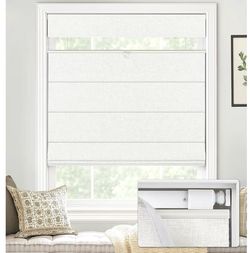 LazBlinds No Drill Roman Shades, Blackout White, 46"W X 64"H