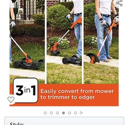 BLACK+DECKER 12 in. 6.5 Amp Corded Electric Straight Shaft Single Line 3-in-1 String Grass Trimmer/Lawn Edger/Push Mower