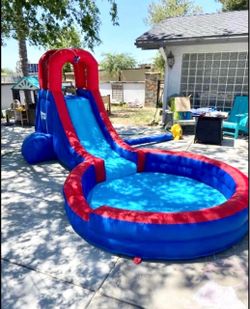 New in box Inflatable water park slide pool with blower and climber