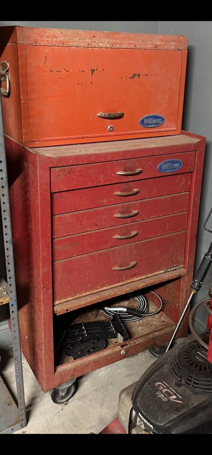 $75 OBO For 2 Tool Boxes ! Williams Toolbox With Drawers and a Medium Williams Toolbox