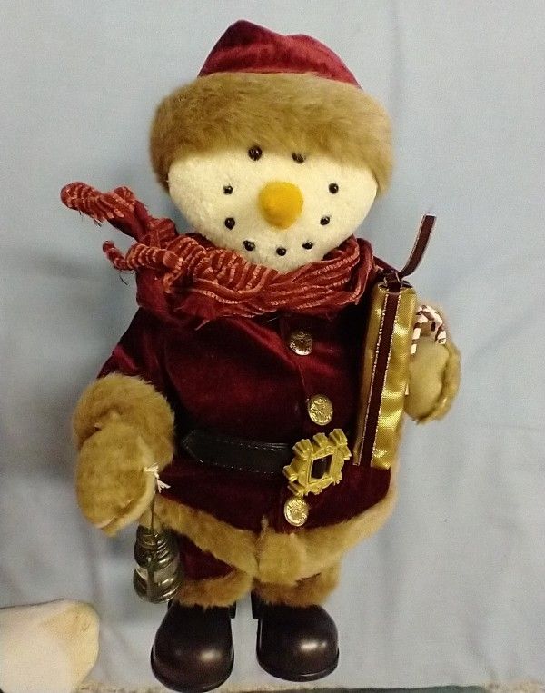 Rhythmical Snowman Doll, animated, 14” high x 7” high, battery operated dances and sings--