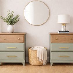 Solid Wood Modern Nightstand, 2 Available 