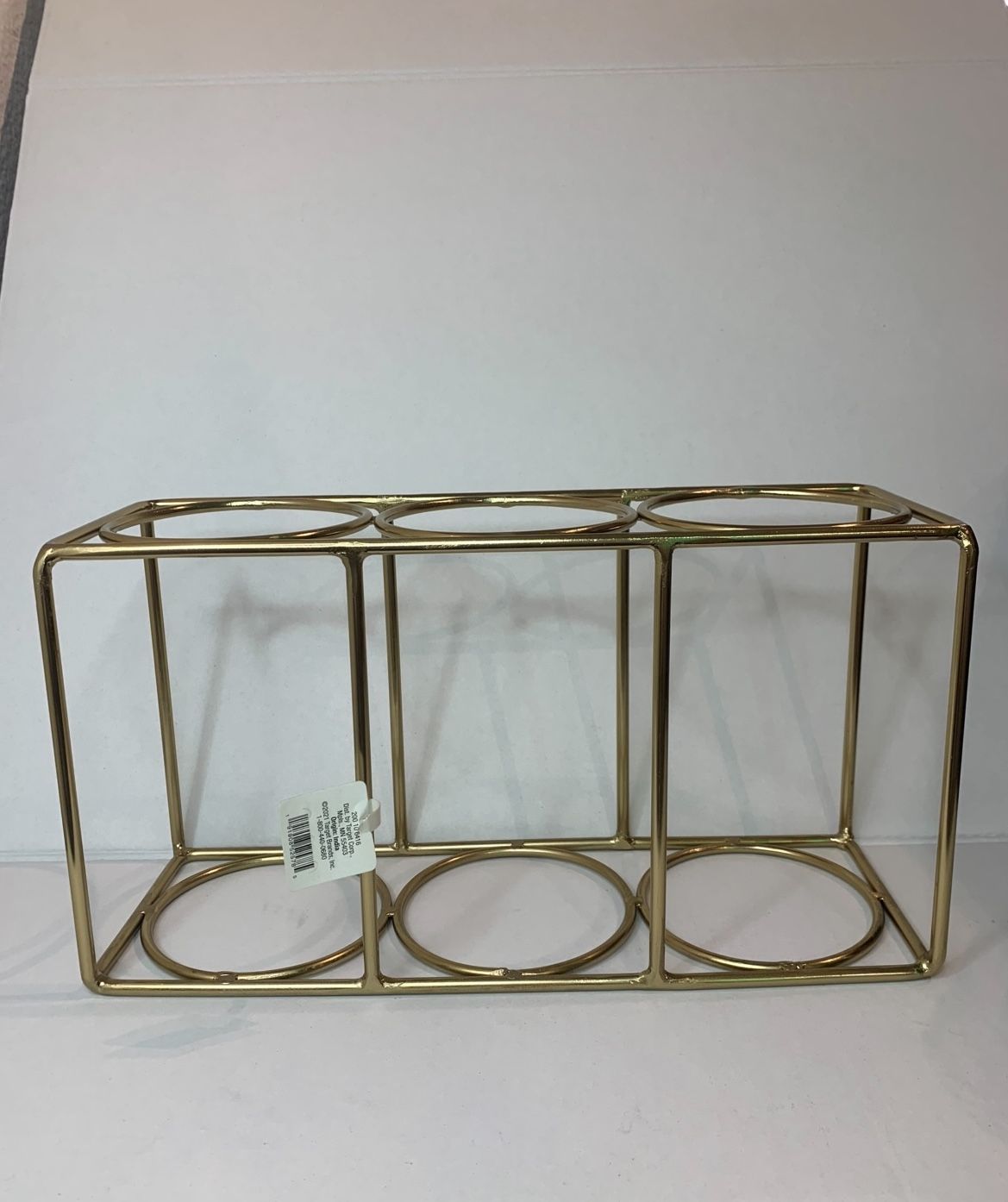 Gold 3 bottle wine rack Holder organizer. (Q)