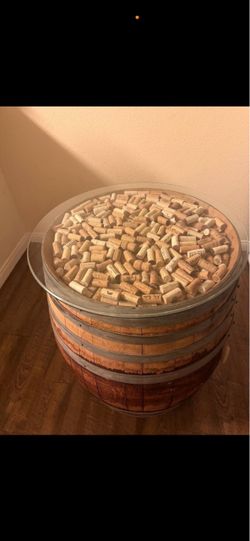 Wine barrel side table