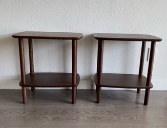 Pair of Burrow Serif Side Tables – Walnut