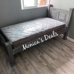 Twin Solid Wood Bed With Mattress $360